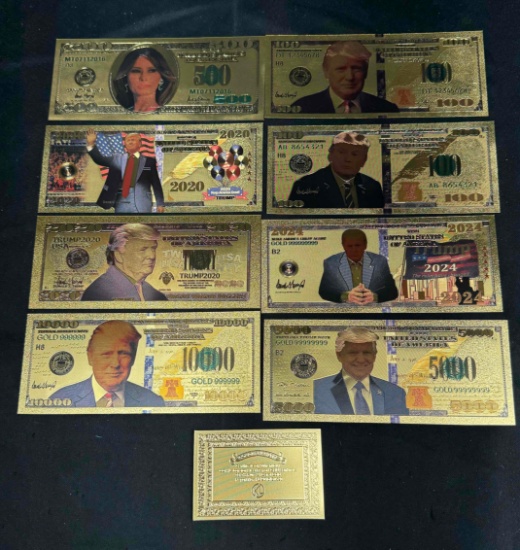 Golden Donald Trump Banknote Bills