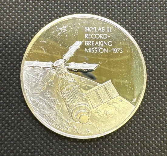 History Of Flight Skylab 3 Record Breaking Mission 1973 Sterling Silver Coin 1.31 Oz