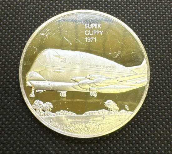 History of Flight Super Guppy 1971 Sterling Silver Coin 1.31 Oz