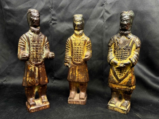 3 Bronze Chinese Warrior Statues