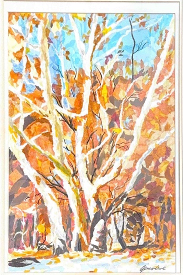 Framed Art AUTUMN TREES Fall Scene by Genevieve Taunis Wexler