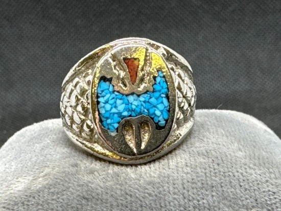 Native Style Silver Tone Ring Size 9
