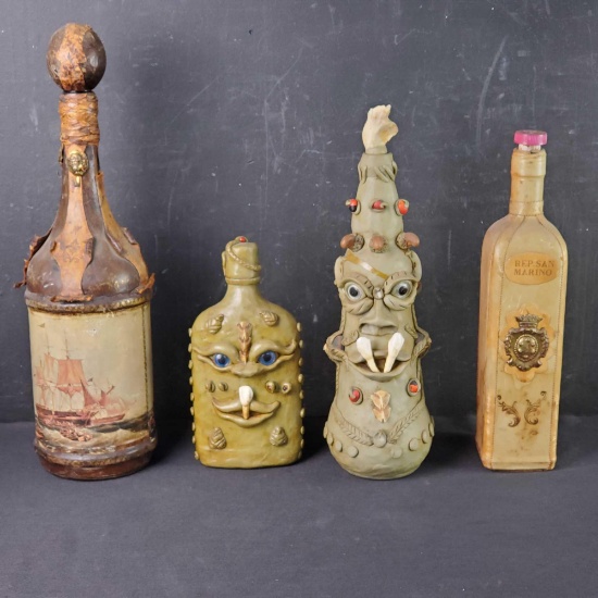 Vintage liquor bottles/bottle art