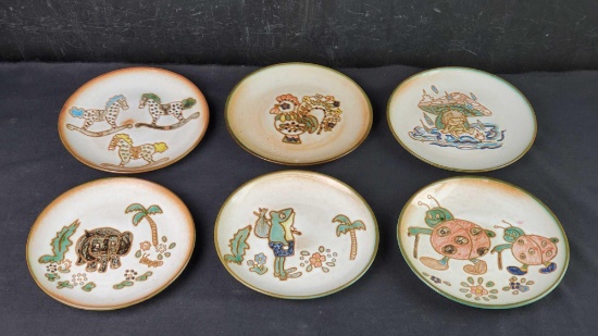 Lot of 6 Gotek pottery plates Venezuela Colonia Tovar
