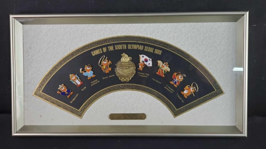 Framed collectors pins Games Of The XXIVTH Olympiad Sequol 1988