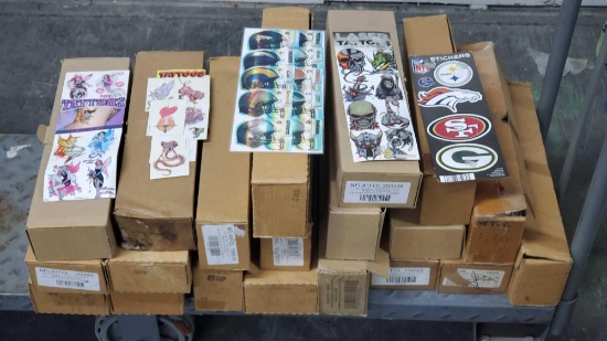 Approx. 20 boxes of temporary tattoos NFL NBA fairys mystical more