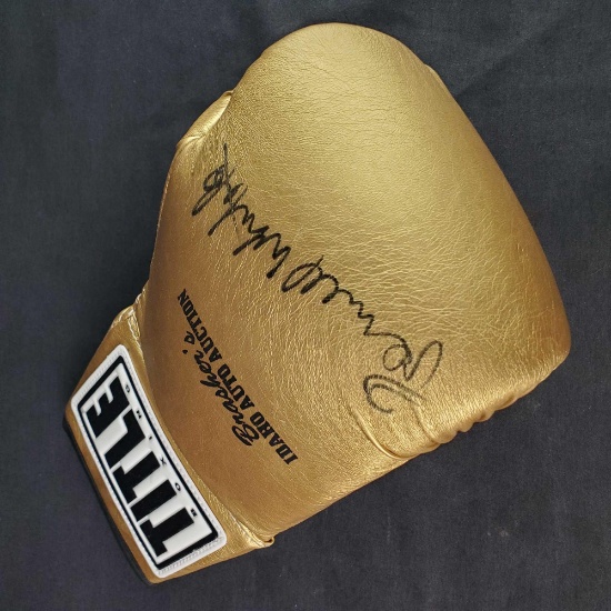 Golden Title Boxing glove signed Parnell Whittaker