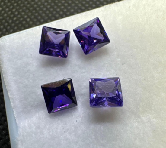 4x Cushion Cut Purple Tourmaline Gemstone 4.55ct