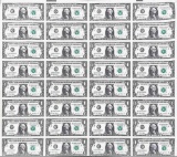 Uncut Sheet of 32 One $1 Dollar Bills United States money Banknotes $32 Face Value
