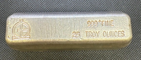 25 Troy Oz .999 Fine Silver Bullion Bar