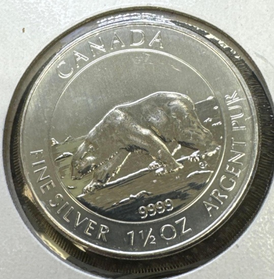 2013 Canadian Polar Bear 1.5 Troy Oz .9999 Fine Silver $8 Round Bullion Coin