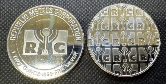 2x RMC 1 Troy Oz .999 Fine Silver Round Bullion Coins