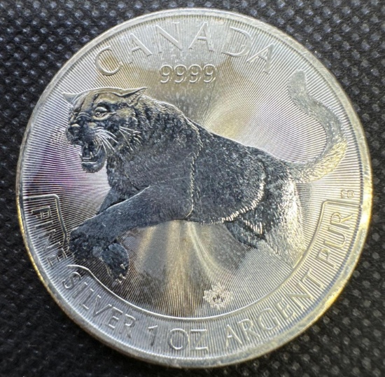 2016 Canadian Cougar Prevy Mark 1 Troy Oz .9999 Fine Silver $5 Round Bullion Coin