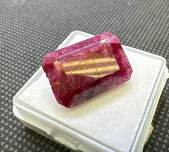 Emerald Cut Deep Red Ruby Gemstone 14.05ct