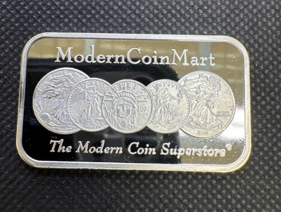 Modern Coin Mint 1 Troy Oz .999 Fine Silver Bullion Bar