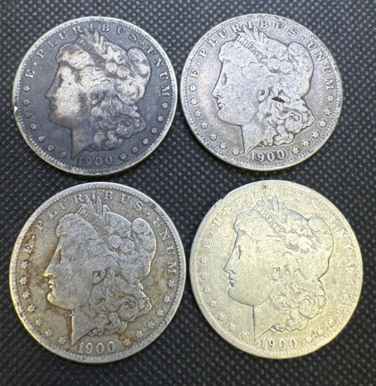 4x 1900 Morgan Silver Dollars 90% Silver Coins 3.66 Oz