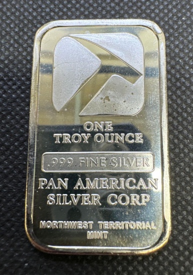 Pan American 1 Troy Oz .999 Fine Silver Bullion Bar