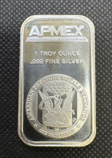 APMEX 1 Troy Oz .999 Fine Silver Bullion Bar