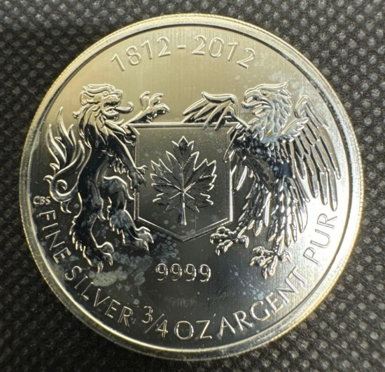 Canadian War Of 1812 3/4 Troy Ounce .9999 Fine Silver $1 Round Bullion Coin