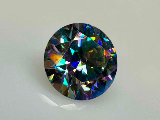 2.4ct Brilliant Cut Rainbow Moissanite Diamond Gemstone GRA Cert