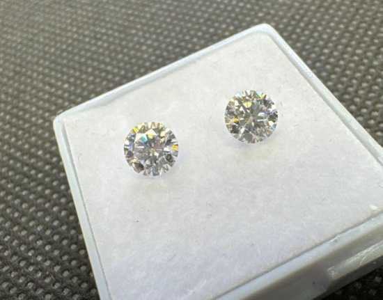Stunning Pair Of Brilliant Cut Moissanite Diamonds Truly Wonderful Gemstone 0.90ct