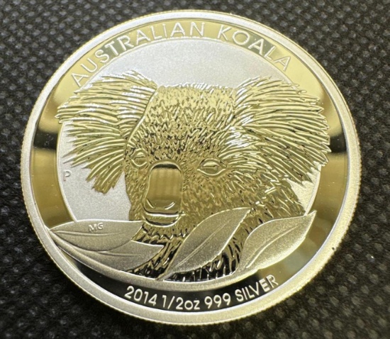 2014 1/2 Oz .999 Fine Silver Australian Koala Round Bullion Coin