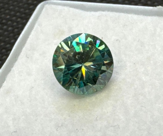 Brilliant Round Cut Blue Moissanite diamond gemstone 1.85ct