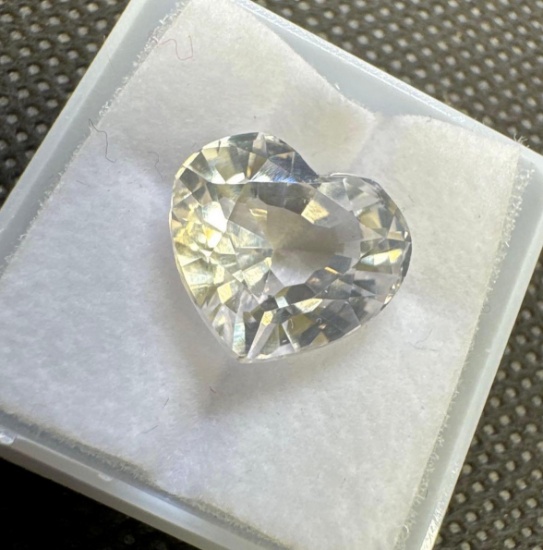 Regal White Heart Cut Sapphire Gemstone 10.60ct