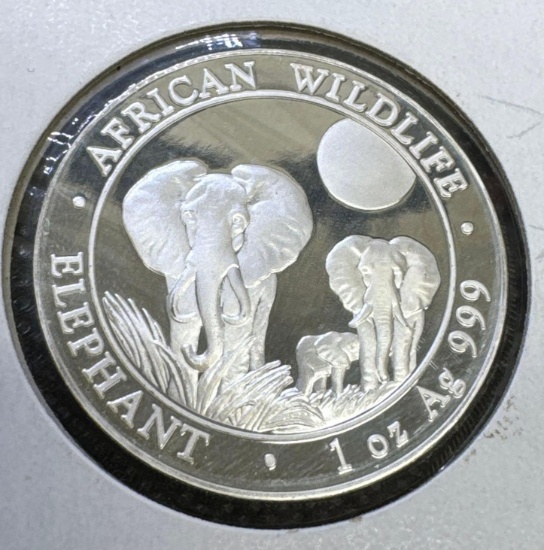 2014 African Wildlife 1 Troy Oz .999 Fine Silver 100 Shillings Round Bullion Coin