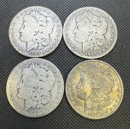 4x 1889 Morgan Silver Dollars 90% Silver Coins 3.66 Oz
