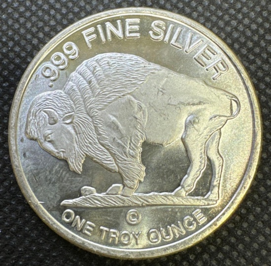 1 Troy Oz .999 Fine Silver Indian Buffalo Head Round Bullion Coin