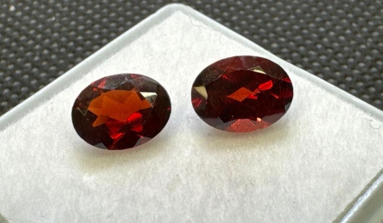 Pair Of Oval Cut Red Garnet Gemstones 3.20ct