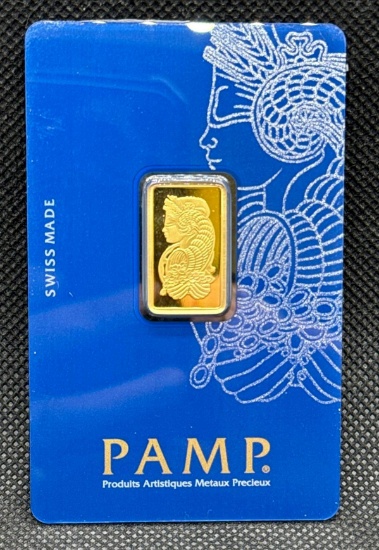 PAMP Suisse 5 Gram 999.9 Fine Gold Bullion Bar