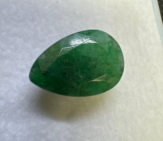 Pear Cut Green Emerald Gemstone 6.90ct