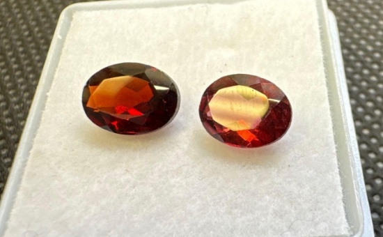 Pair Of Oval Cut Red Garnet Gemstones 2.70ct