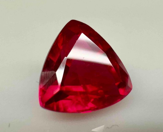Astonishing Bright Red 4ct Trillion Cut Ruby Gemstone