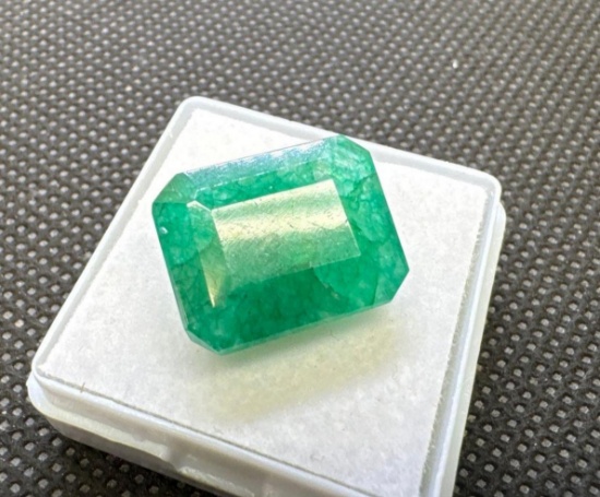 Emerald Cut Green Emerald Gemstone Stunning Green 13.55Ct