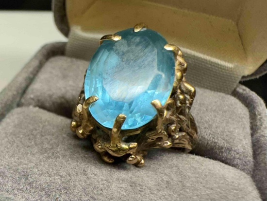 Unique Gold Plated Topaz Ring sz6 9.62g