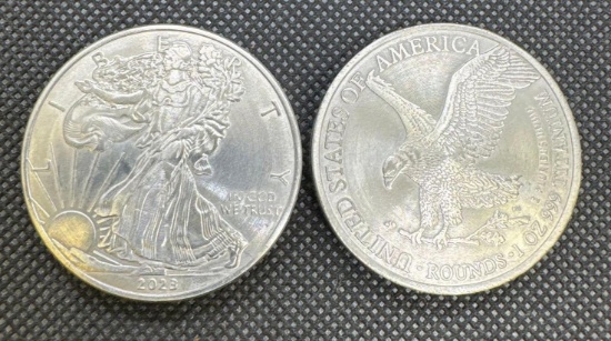 2x 1 Oz .999 Fine Titanium Walking Liberty Bullion Coins 2.29 oz