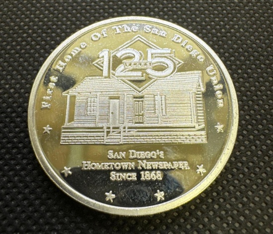 125 Years Union Tribune 1 Troy Oz .999 Fine Silver Bullion Coin