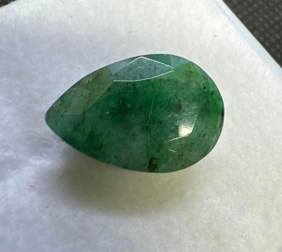 Pear Cut Green Emerald Gemstone 6.85ct