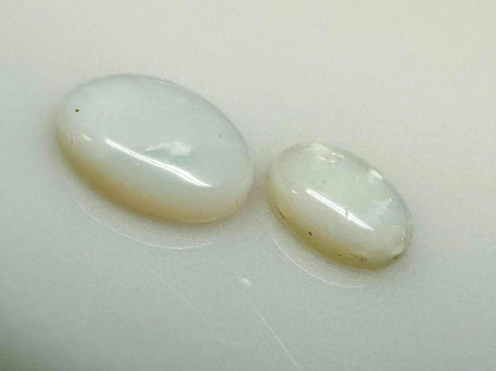 Pair of Whote Opal Cabochon Gemstones 1.6ct total