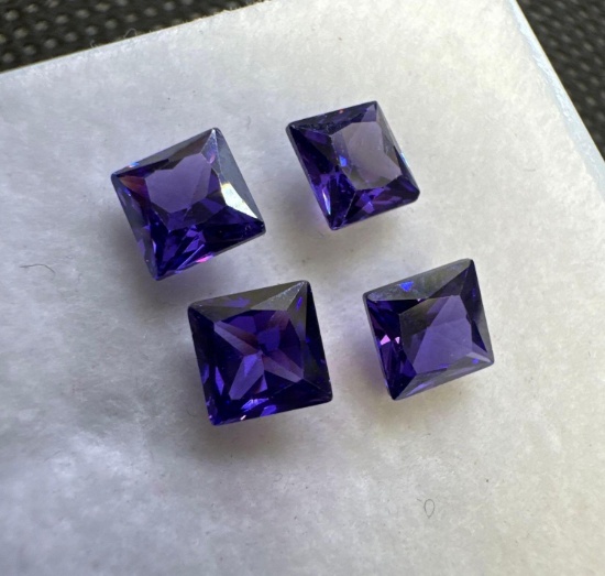 4x Square Cut Purple Tourmaline Gemstone 4.45ct