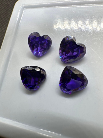 4x Purple Heart Cut Tourmaline Gemstones 5.20 Ct