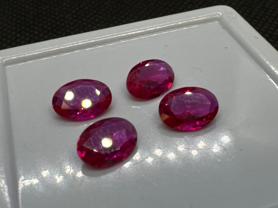 4x Oval cut Red Ruby Gemstones 3.05 Ct