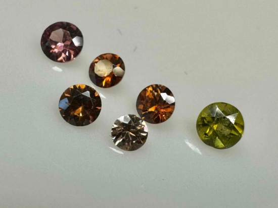 Lot of 6 Brilliant Cut Tourmaline Gemstones 1.6ct Total
