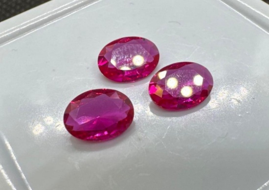 3x Red Oval Cut Ruby Gemstones 2.30 Ct