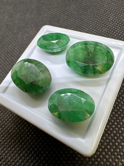 4x Green Oval Cut Emerald Gemstones 26.95 Ct