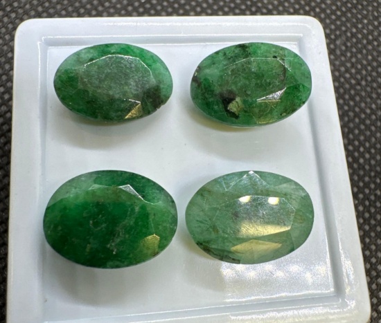 4x Oval Cut Green Emerald Gemstone?s 21.10 Ct
