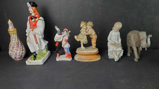 Lot of misc. figurines small Turkish handmade vase heavy elephant statue handmade porcelain figure